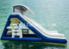PVC Inflatable Floating Triangular Water Slide Heavy Duty Water Park Island Slide with Canopy for Lake Pool River/Backyard