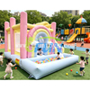 Pastel Macaron Rainbow Inflatable Bouncer Combo with Ocean Ball Pit and Slide Commercial Grade Inflatable Jumping Castle for Kids Party