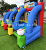 PVC 4 in 1 Inflatable Sports Carnival Games 4 Lane Interactive Soccer Basketball Shooting Target Toss Game for Party Rental