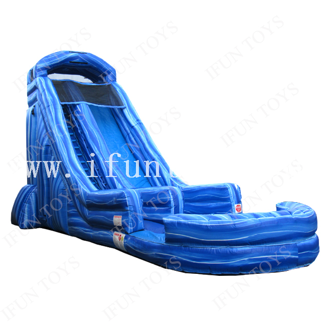 Water Play Equipment Inflatable Blue Marble Water Slide / Cheap Inflatable Water Slide with Splash Pool for Kids and Adults 