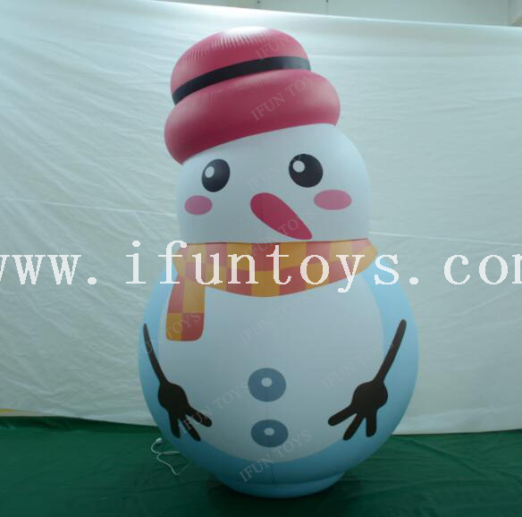 PVC Inflatable Tumbler Mascot Christmas Snowman Cartoon Balloon for Christmas Holiday Decoration