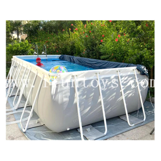 Outdoor Portable Above Ground Pool Metal Frame Swimming Pool with Laddlers for Backyard Water Games