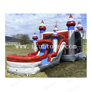 Marble Color Castle Combo Party Rental Inflatable Bouncy Castle with Slide Combo for Kids And Adults