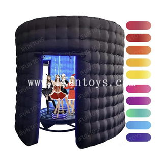 Party Rental 360 Photo Booth Enclosure with LED Light Strip Suitable for 360 Photo Machines Inflatable 360 Background Wall