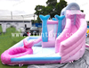 4-in-1 Inflatable Play Center Mermaid Birthday Party Bouncer with Ball Pit Heavy Duty Inflatable Mermaid Slide for Backyard