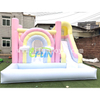 Pastel Macaron Rainbow Inflatable Bouncer Combo with Ocean Ball Pit and Slide Commercial Grade Inflatable Jumping Castle for Kids Party