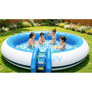 Outdoor Inflatable Round Swimming Pool with Small Climbing Slide Large Family Backyard Water Play Park Center for Kids