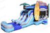Good Vibes Combo Inflatable Surf-Themed Jumping Bouncy House with Dual Lane Slide and Pool for Outdoor Party