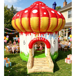 Giant Inflatable Mushroom Tent House Colorful Kids Bouncy Castle Outdoor Party Inflatable Trampoline Jumping Bouncer with Climbing Ramp