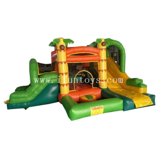 Tropical Jungle Inflatable Bouncy Slide / Palm Tree Inflatable Slide for Kids