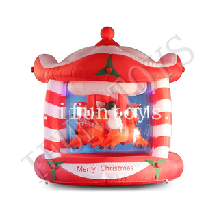 Inflatable Christmas Carousel / Go Around with Air Blower for Outdoor Yard Decoration