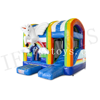 Inflatable Unicorn Bouncy Castle with Slide / Fun Jumping Bounce House Combo for Party