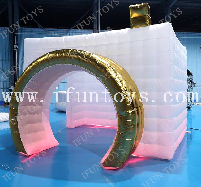 LED Inflatable Camera Photo Booth with 2 Doors / Cheap Photo Booth for 360 Camera / Wedding Photobooth Enclosure with Blower