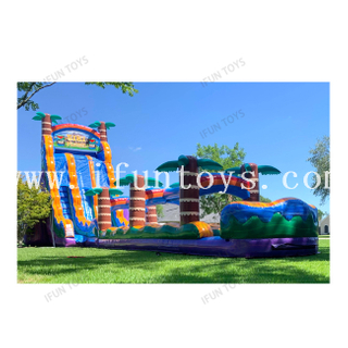 27ft Tall Large Inflatable Water Slide with Pool / Double Lane Inflatable Slip N Slide / Tiki Plunge Dual Lane Water Slide