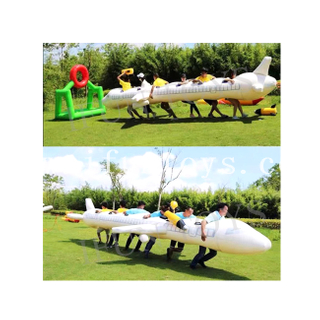 Outdoor team building equipment Inflatable airplane race game for school or corporate group events