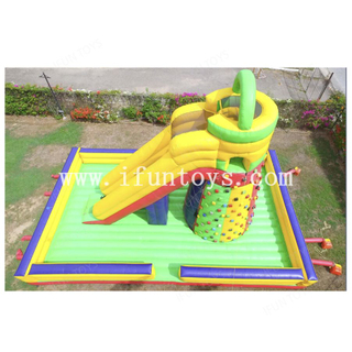 Fun City Rock Climber Inflatable with Single Lane Dry Slide Inflatable Slide Bouncer with Climbing Wall for Kids and Adults