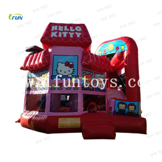 5 In 1 Hello Kitty Inflatable Bounce House Combo bouncy castle slide for Kids birthday party