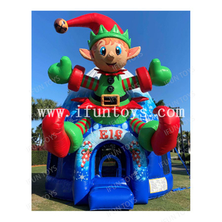 Giant Buddy the Elf Bouncer Trampoline Winter Theme Inflatable Christmas Elf Jumping Bouncy House 