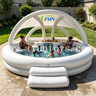 IFUN Custom Inflatable Pool Bar with Sofa PVC Material Outdoor Use for Adults-Home & Resort Pool Entertainment