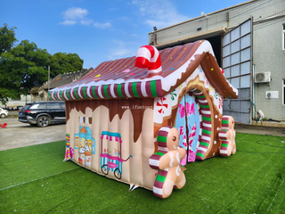 Christmas Decoration Inflatable Gingerbread Candy House Santa Grotto Village Cabin Houses for Decoration