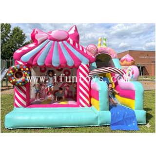 Candy Theme Bounce House for Toddler Birthday Party Indoor/Outdoor Sweet Shop Bouncer Slide Combo 