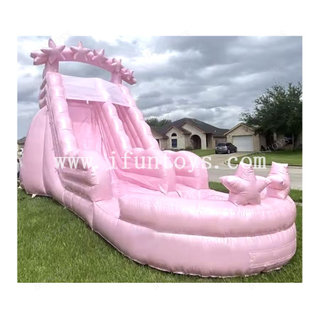 Backyard Pink Color Inflatable Water Slide Commercial PVC Bouncer Slide with Pool for Girls