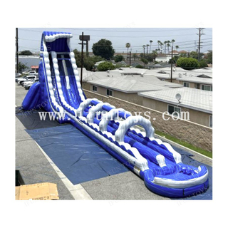 Marble Blue Large Waterslide Dual Lane Inflatable Water Slide Slip and Slide with Splash Pool for Kids and Adults