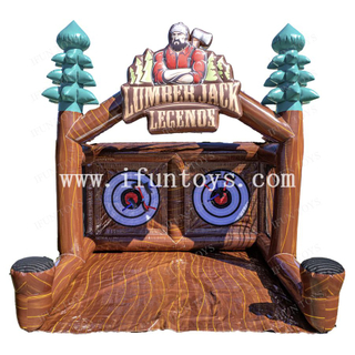 Lumberjack Legends Axe Throwing Game Outdoor Carnival Double Lane Inflatable Axe Toss Game for Kids And Adults