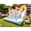 Pastel Macaron Rainbow Inflatable Bouncer Combo with Ocean Ball Pit and Slide Commercial Grade Inflatable Jumping Castle for Kids Party