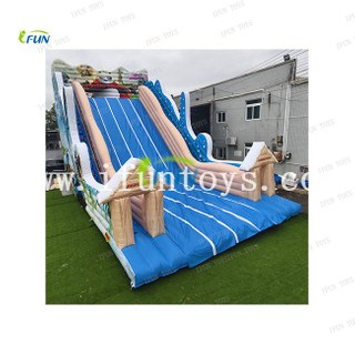 Commercial Rental Custom Kungfu Dry Slide Outdoor Inflatable Theme Park for Parties Single Waterway Slide Blower
