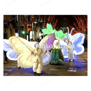 Street Performance Inflatable Butterfly Costume Inflatable Walking White Butterfly With LED Light
