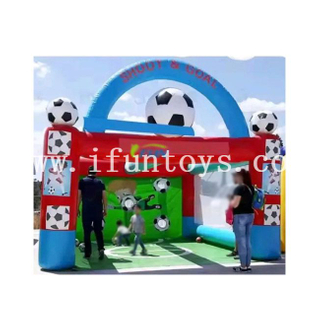 Commercial Multiplayer Inflatable Soccer Training Aid with Obstacle-Infused PVC Football Goals for Outdoor Adventure Parks