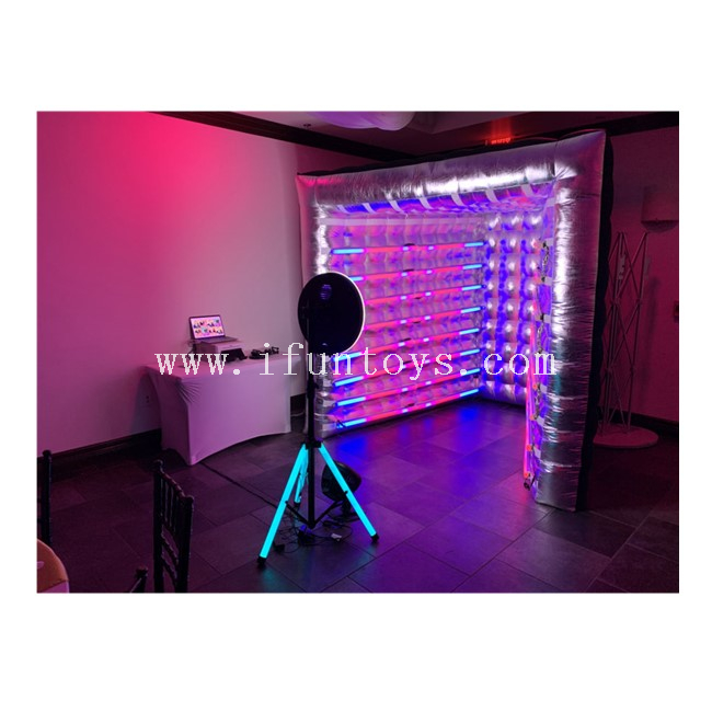 Customized Inflatable V Shape Photo Booth /Sliver Inflatable Vogue Photo Booth / Inflatable Photo Booth Backdrop with LED Light
