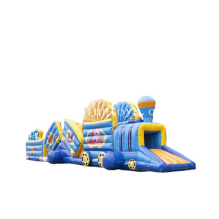 Most popular ocean world theme Train inflatable kids fun tunnel/wipeout inflatable obstacle tunnel course for sale