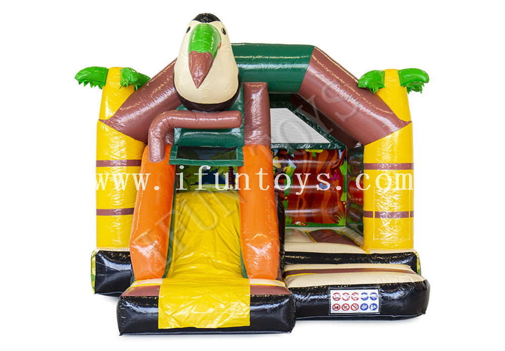Amazone Theme Cheap Inflatable Trampoline Bouncer with Slide / Jumping Castle for Kids