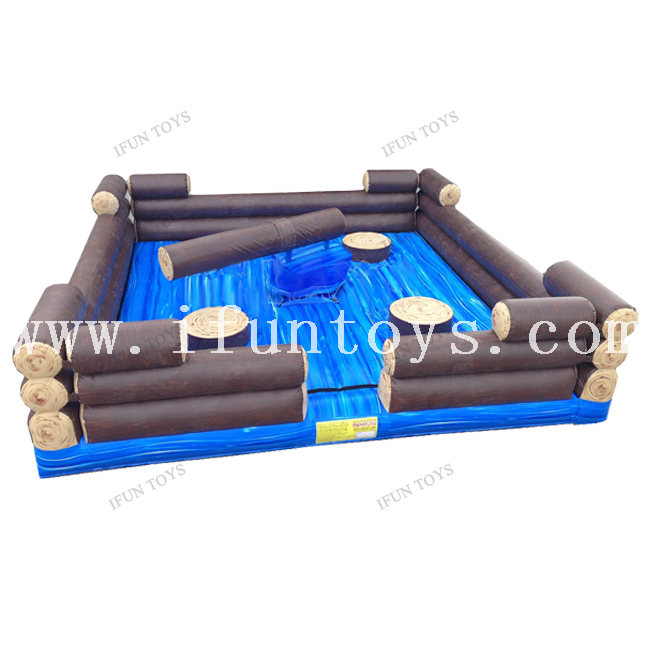 Outdoor Interactive Inflatable Meltdown Game / Log Slammer Wipeout / Inflatable Sweeper for 4 Person
