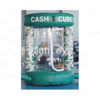 Cheap Inflatable cash machine booth/ cash cube grab money blower catching booth for promotion