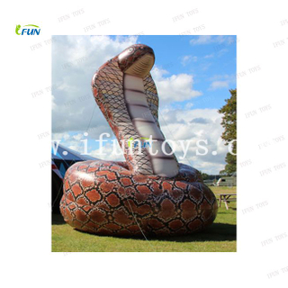 Custom advertising inflatable cobra naja / snake model figure / animal statue for theme park decoration