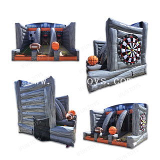 Quatro Sports Center Game Inflatable 4 in 1 Carnival Sport for Baseball Basketball Football Dartboard for Party Rental