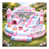 Pastel Toddler Play Park Soft Play Inflatable Candy Combo Candy Land Bounce House with Slide for Party Rental