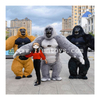 King Kong Monkey Long Fur Gray Gorilla Inflatable Mascot Costume Suit for Adults for Party Carnival