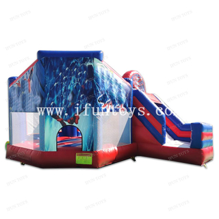 Superhero Spiderman Theme Inflatable Jumping Bouncer with Slide Combo for Party /Event
