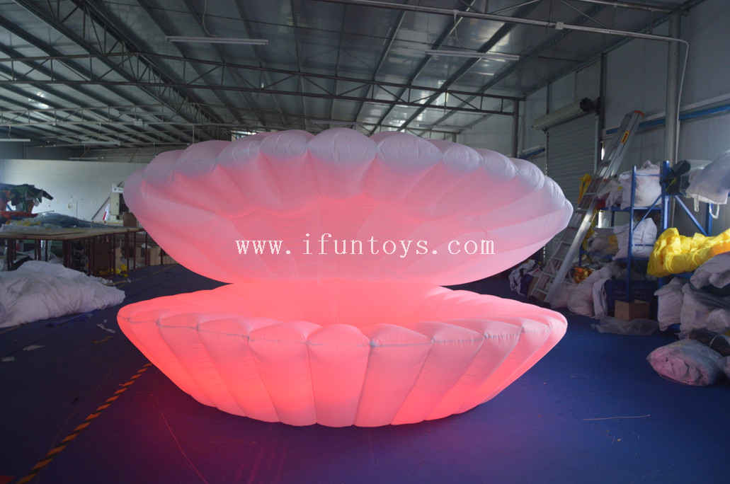 Customized led lighting inflatable stage shell/inflatable seashell /inflatable clamshell cowry for wedding &stage decoration
