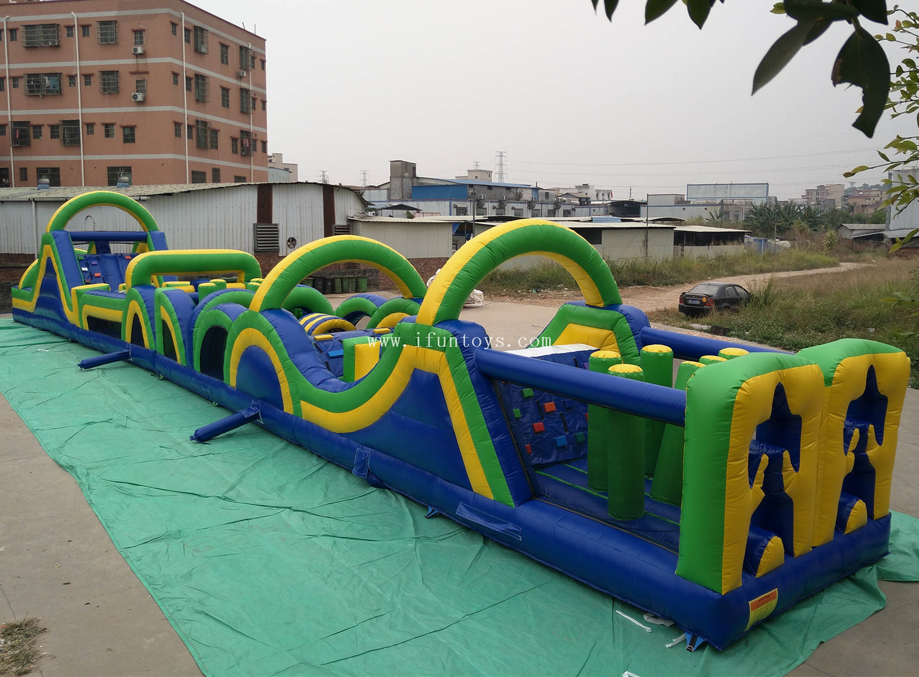 Cheap Radical Run inflatable obstacle course with climbing wall/inflatable tunnel obstacle course for sport game