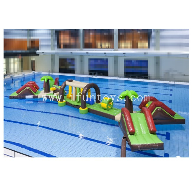 Inflatable Paradise Jungle Aqua Run / Inflatable Pool Obstacles for Water Game
